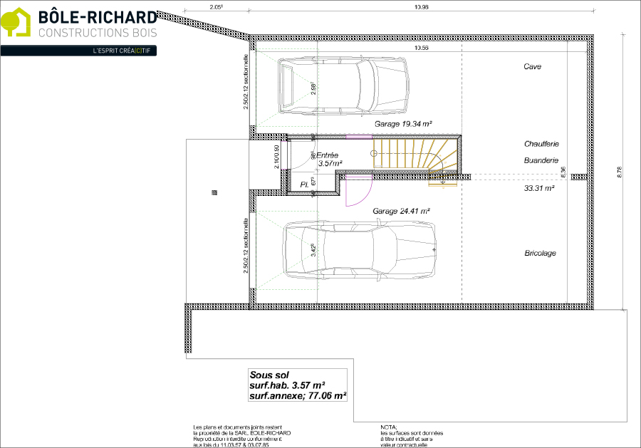 Plan sous-sol d'une maison à ossature bois sur-mesure Bole Richard